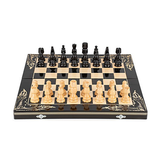 Chess Set - Black Hand-Carved Set - 44 cm
