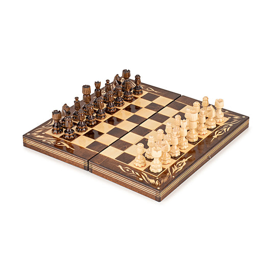 Chess Set - Brown Hand-Carved Set - 33 cm
