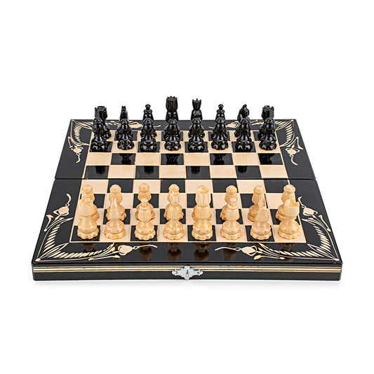 Chess Set - Black Hand-Carved Set - 33 cm