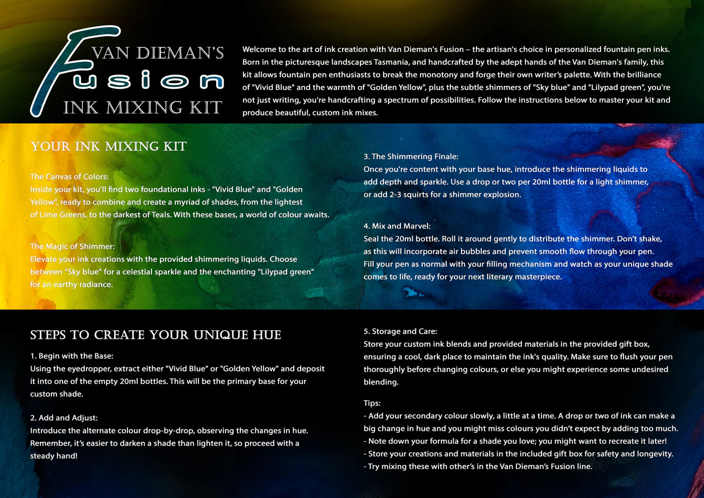 Van Dieman’s Fusion - Fountain Pen Ink Mixing Kit - The Green Pack