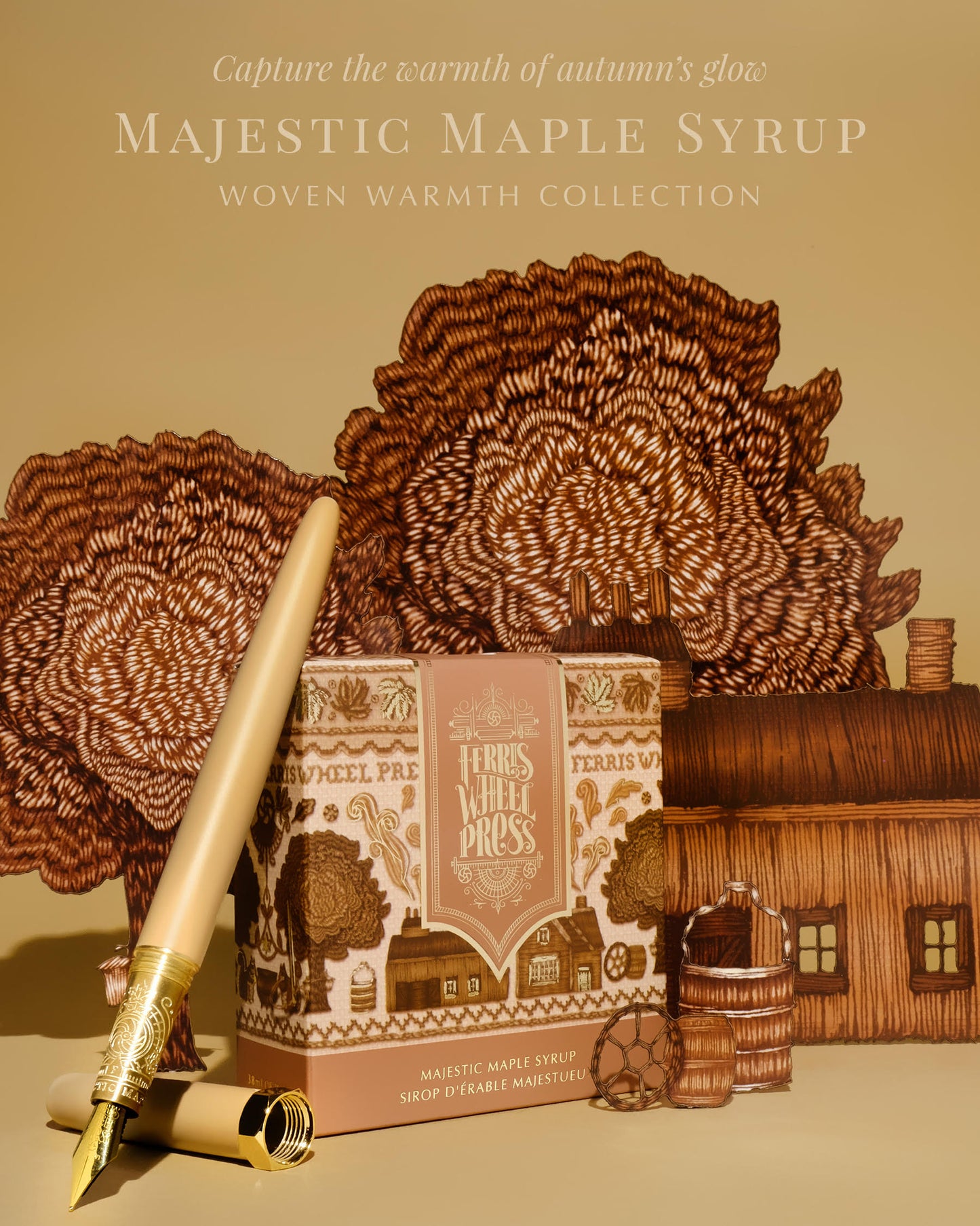Ferris Wheel Press - Majestic Maple Satin Series Brush Fountain Pen - Limited Edition